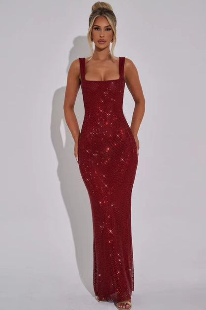 Vestido de Noite Luxuoso com Espartilho em Malha e Lantejoulas – Gala & Cocktail 2026