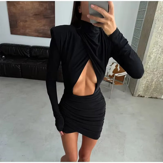 Vestido Blazer Mini Elegante com Cintura Marcada e Decote em V