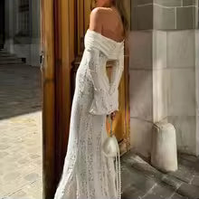 Vestido de Noite Suninheart com Manga Comprida e Renda – Luxo & Elegância 2026