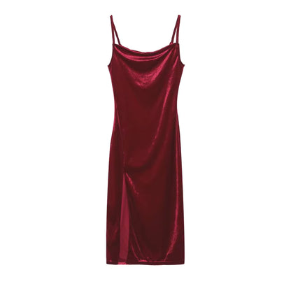 Vestido Midi Feminino em Veludo Bodycon – Elegância Noturna Outono/Inverno 2026