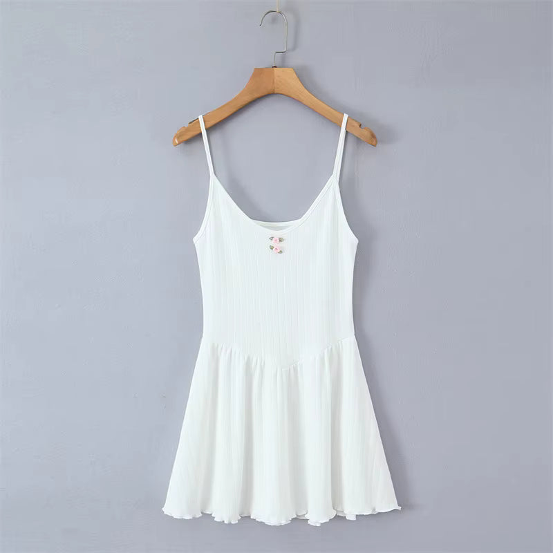 Vestido Mini Branco de Verão com Alças Finas – Estilo Vintage Retro 2026