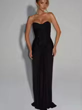 Vestido Bodycon Sem Alças com Franzidos e Fecho de Correr – Elegância Nocturna 2026