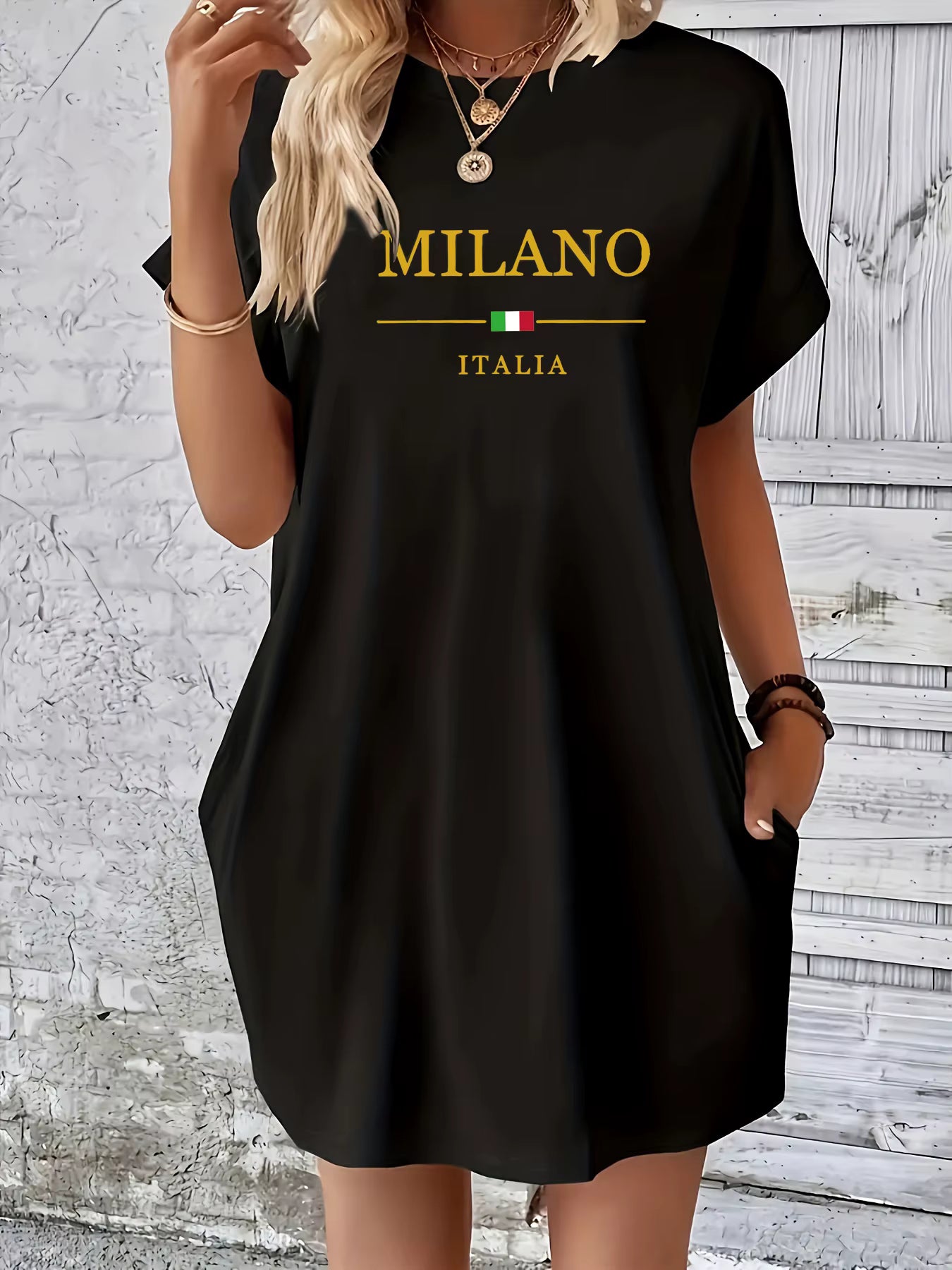 Vestido de Verão Casual “Milano Italia” – Elegância Descontraída em Tamanho Conforto