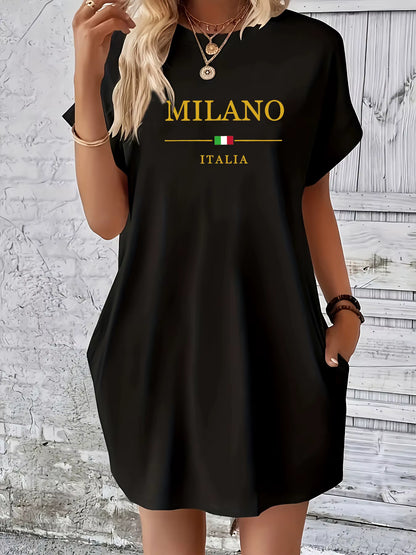 Vestido de Verão Casual “Milano Italia” – Elegância Descontraída em Tamanho Conforto