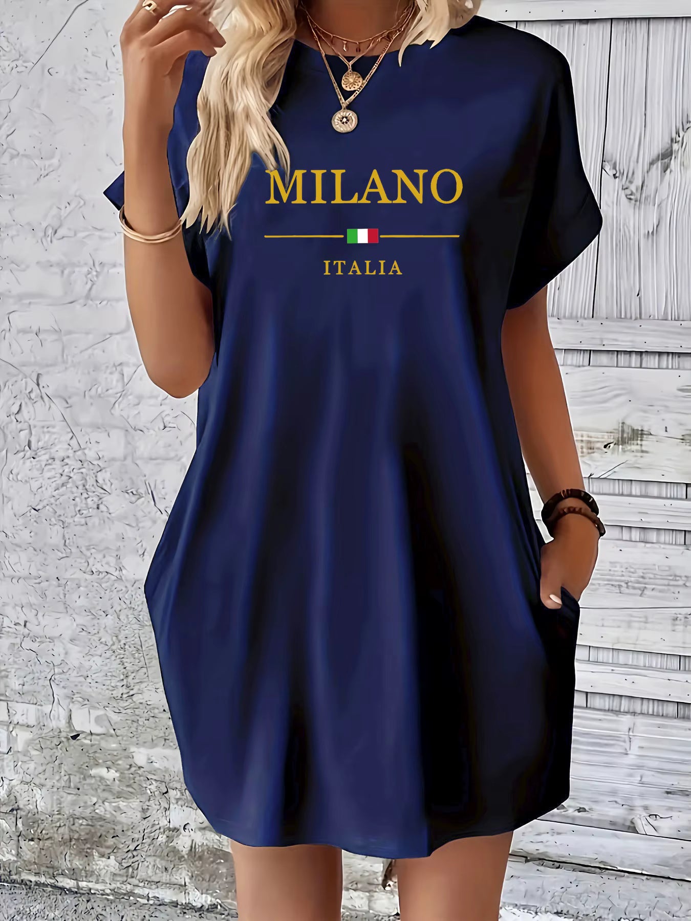 Vestido de Verão Casual “Milano Italia” – Elegância Descontraída em Tamanho Conforto