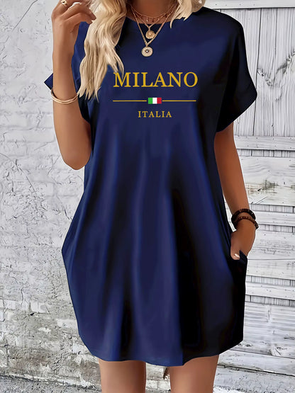 Vestido de Verão Casual “Milano Italia” – Elegância Descontraída em Tamanho Conforto