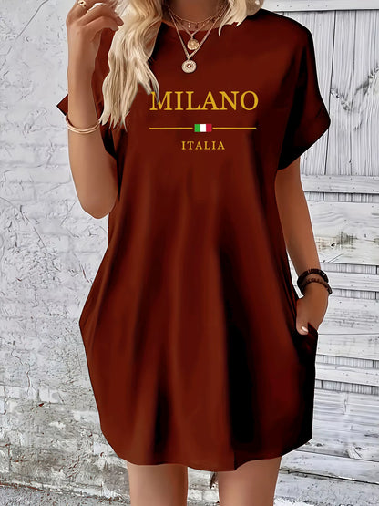 Vestido de Verão Casual “Milano Italia” – Elegância Descontraída em Tamanho Conforto