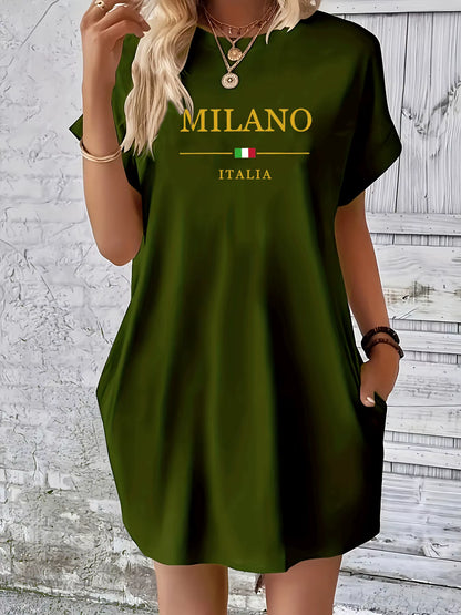 Vestido de Verão Casual “Milano Italia” – Elegância Descontraída em Tamanho Conforto