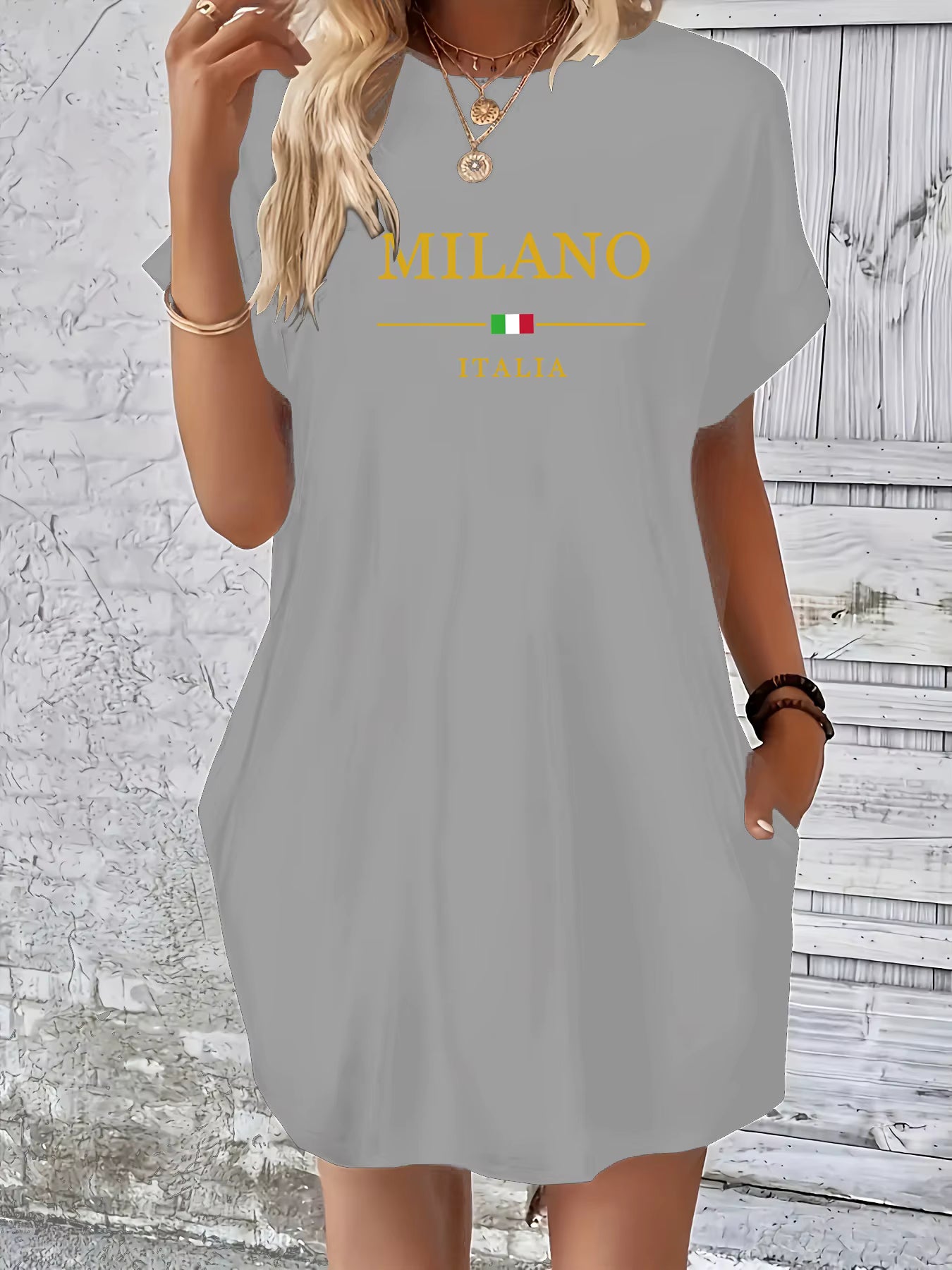 Vestido de Verão Casual “Milano Italia” – Elegância Descontraída em Tamanho Conforto
