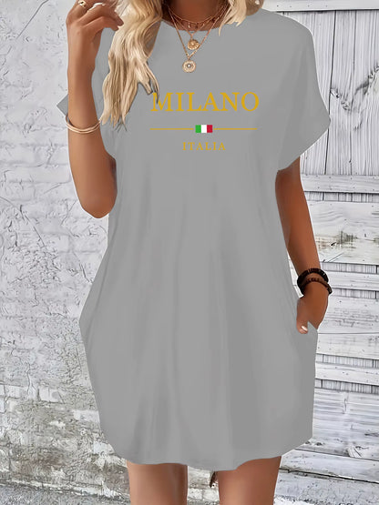 Vestido de Verão Casual “Milano Italia” – Elegância Descontraída em Tamanho Conforto