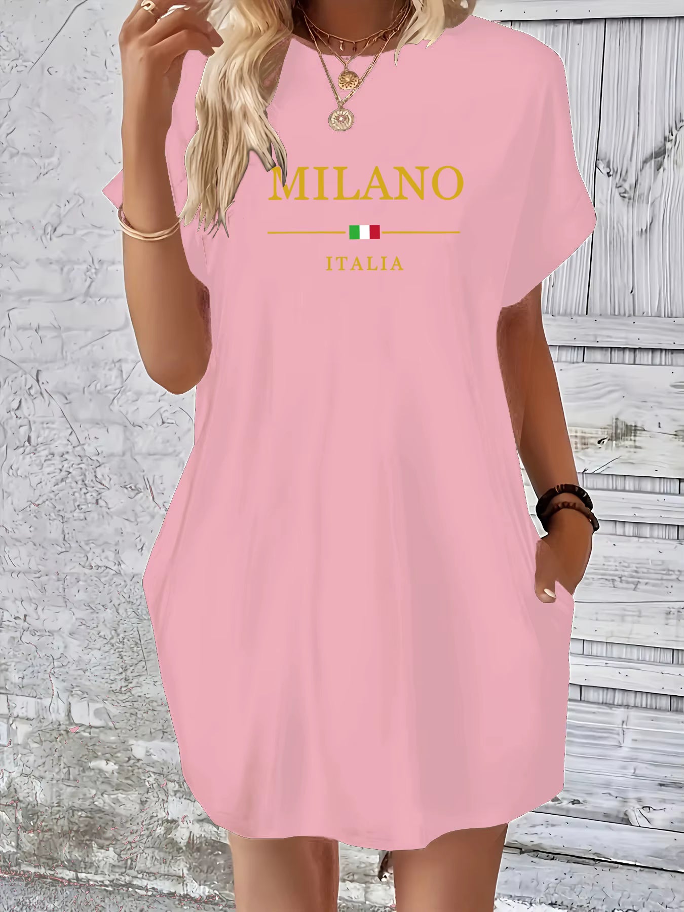 Vestido de Verão Casual “Milano Italia” – Elegância Descontraída em Tamanho Conforto