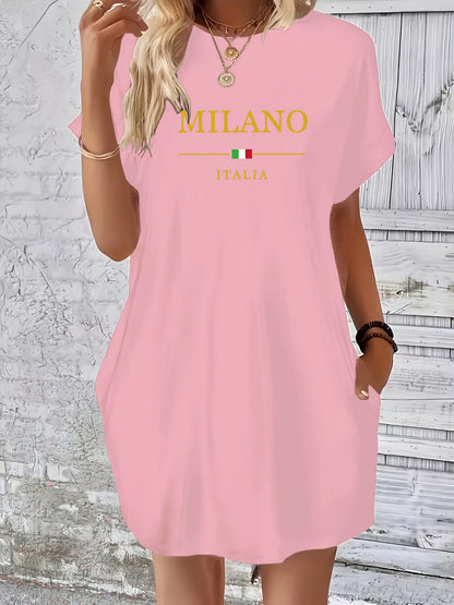 Vestido de Verão Casual “Milano Italia” – Elegância Descontraída em Tamanho Conforto