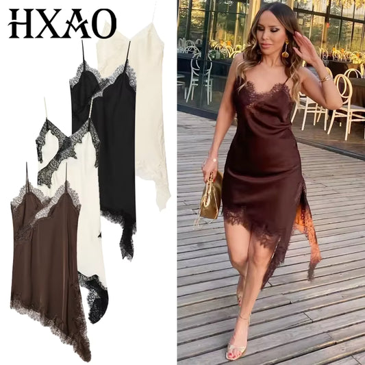 Vestido Mini Assimétrico em Renda – Sensualidade Elegante para Noites de Verão 2025