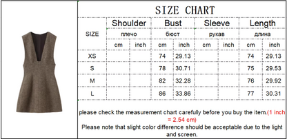 Vestido Mini Elegante sem Mangas com Decote em V Profundo – Sofisticação Sensual para Outono/Inverno