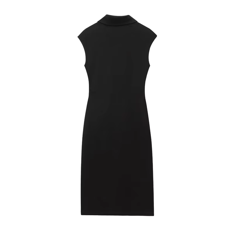 Vestido Camiseiro de Verão Slim Fit – Sofisticação Moderna com Botões Dourados