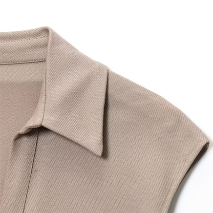 Vestido Camiseiro de Verão Slim Fit – Sofisticação Moderna com Botões Dourados